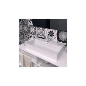 Lavabo Porcelana Gemini 75 Blanco Brillo Con Rebosadero 75×42 cm