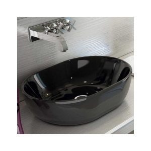 Lavabo Porcelana Monaco Negro Brillo Sin Rebosadero 48×35 cm