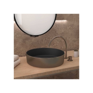 Lavabo sobre encimera 35.5ø EXTRA-FINO de cerámica negro-bronce mate Osiris