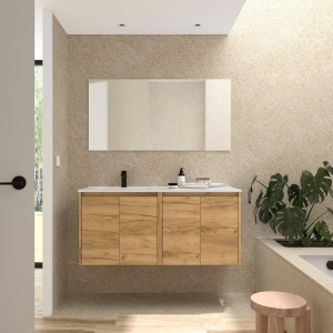 Mueble baño suspendido Noja 4P de Salgar 120 Lavabo Desplazado