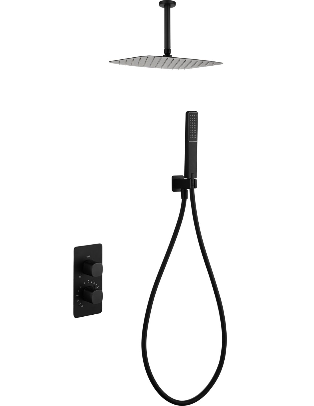 CONJUNTO DUCHA TERMOSTÁTICO EMPOTRADO AREZZO NEGRO MATE GTA068/NG CONJUNTO DUCHA TERMOSTÁTICO EMPOTRADO AREZZO NEGRO MATE GTA068/NG - Imagen 1