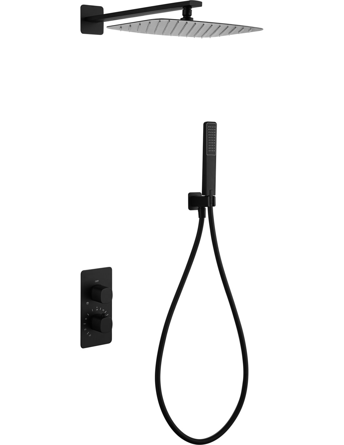 CONJUNTO DUCHA TERMOSTÁTICO EMPOTRADO FIRENZE NEGRO MATE GTF065/NG CONJUNTO DUCHA TERMOSTÁTICO EMPOTRADO FIRENZE NEGRO MATE GTF065/NG - Imagen 1