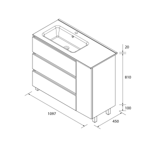 SALGAR BEQUIA PLUS Mueble de baño 3C de 110 + puerta Lavabo Constanza - Imagen 11