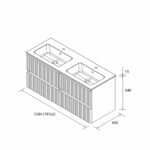 SALGAR KIRA Mueble de baño suspendido 160 Lavabo Vilna 2 pozas Solid Surface - Imagen 9