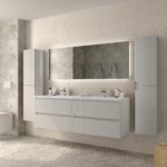 SALGAR KIRA Mueble de baño suspendido 160 Lavabo Vilna 2 pozas Solid Surface - Imagen 6