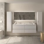 SALGAR KIRA Mueble de baño suspendido 160 Lavabo Vilna 2 pozas Solid Surface - Imagen 2