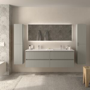 SALGAR KIRA Mueble de baño suspendido 160 Lavabo Vilna 2 pozas Solid Surface