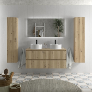 SALGAR KIRA Mueble de baño suspendido 120 Lavabo Lisboa 2 pozas