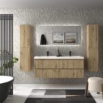 SALGAR KIRA Mueble de baño suspendido 140 Lavabo Toscana 2 pozas Carga Mineral - Imagen 3