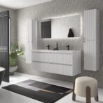 SALGAR KIRA Mueble de baño suspendido 140 Lavabo Toscana 2 pozas Carga Mineral - Imagen 5