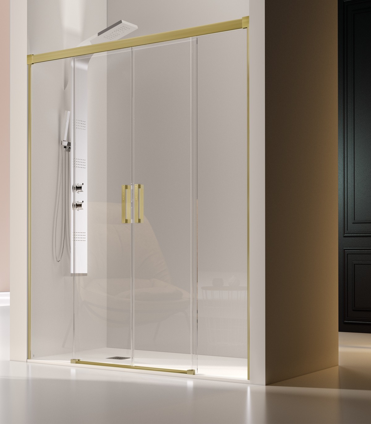 Glase Gs100 Oro 1 Mampara Frontal Kassandra GLASÉ GS100 Oro Cepillado