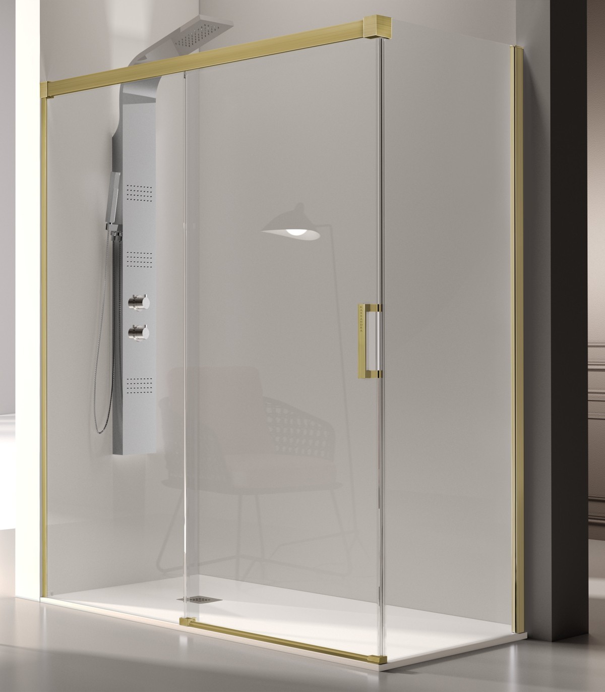 Glase Gs102 Oro 1 Mampara Frontal KASSANDRA GLASÉ GS102 Oro Cepillado