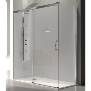 Mampara frontal fijo con puerta corredera GLASÉ de Kassandra (lateral opcional)