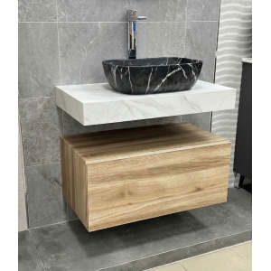 Encimera de baño de 10 cm de altura con cajonera op. Nomad Visobath 60-80-100-120 Pure