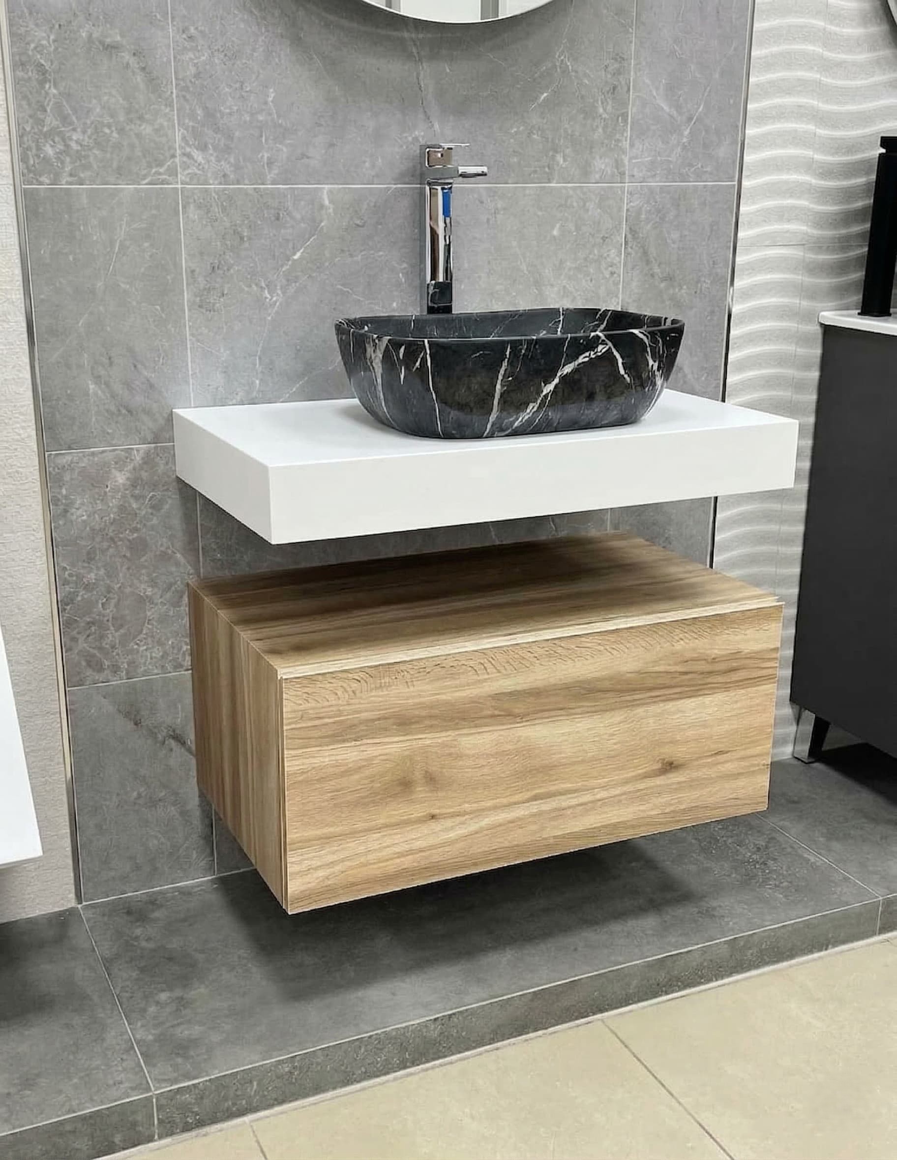 producto-encimera-solid 294934 Encimera de baño de 10 cm de altura con cajonera op. Nomad Visobath 60-80-100-120 Solid Surface